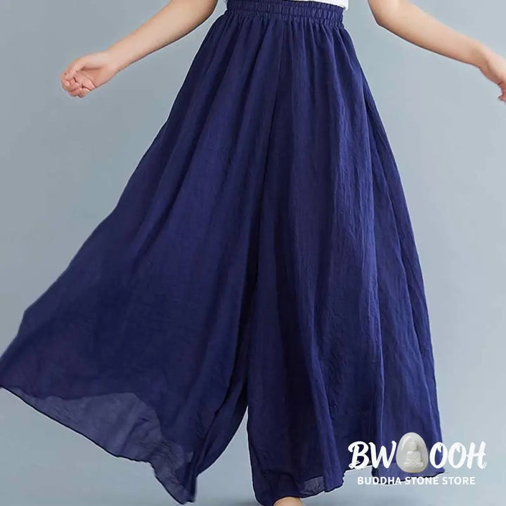 BWOOOH printed wide-leg yoga pants - Women Casual Loose Cotton Linen Wide Leg