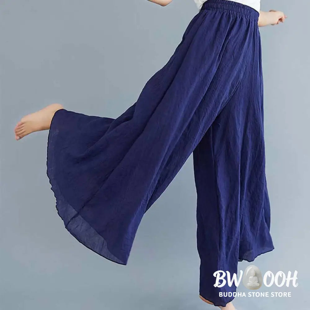 BWOOOH printed wide-leg yoga pants - Women Casual Loose Cotton Linen Wide Leg
