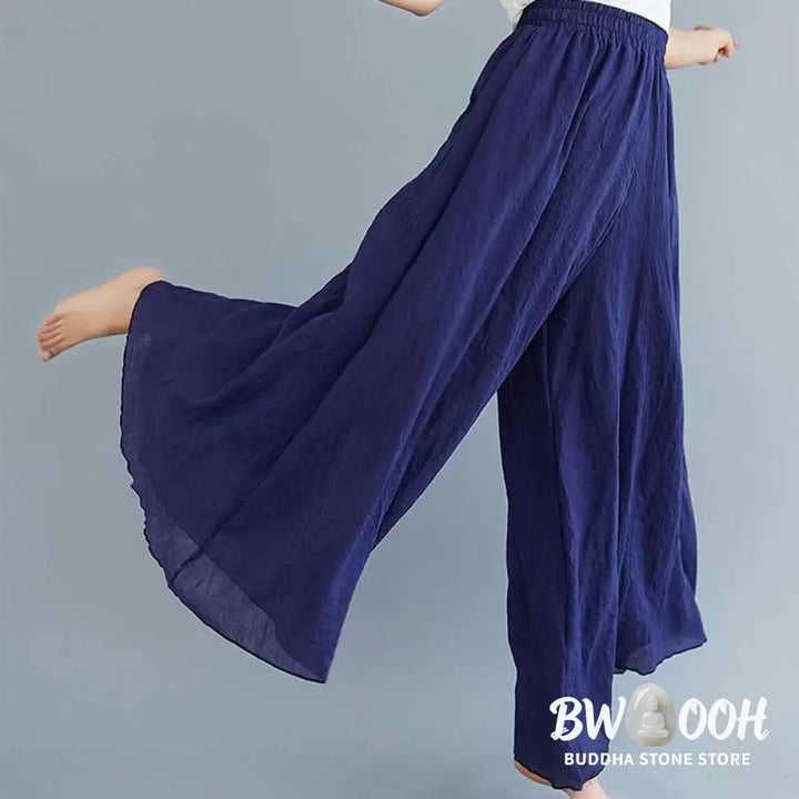 BWOOOH printed wide-leg yoga pants - Women Casual Loose Cotton Linen Wide Leg