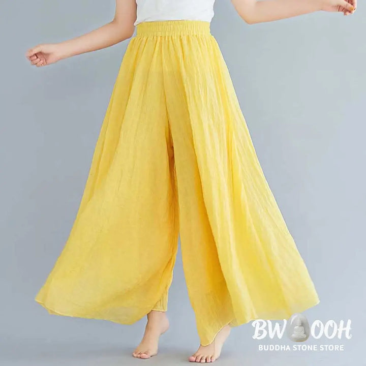BWOOOH printed wide-leg yoga pants - Women Casual Loose Cotton Linen Wide Leg