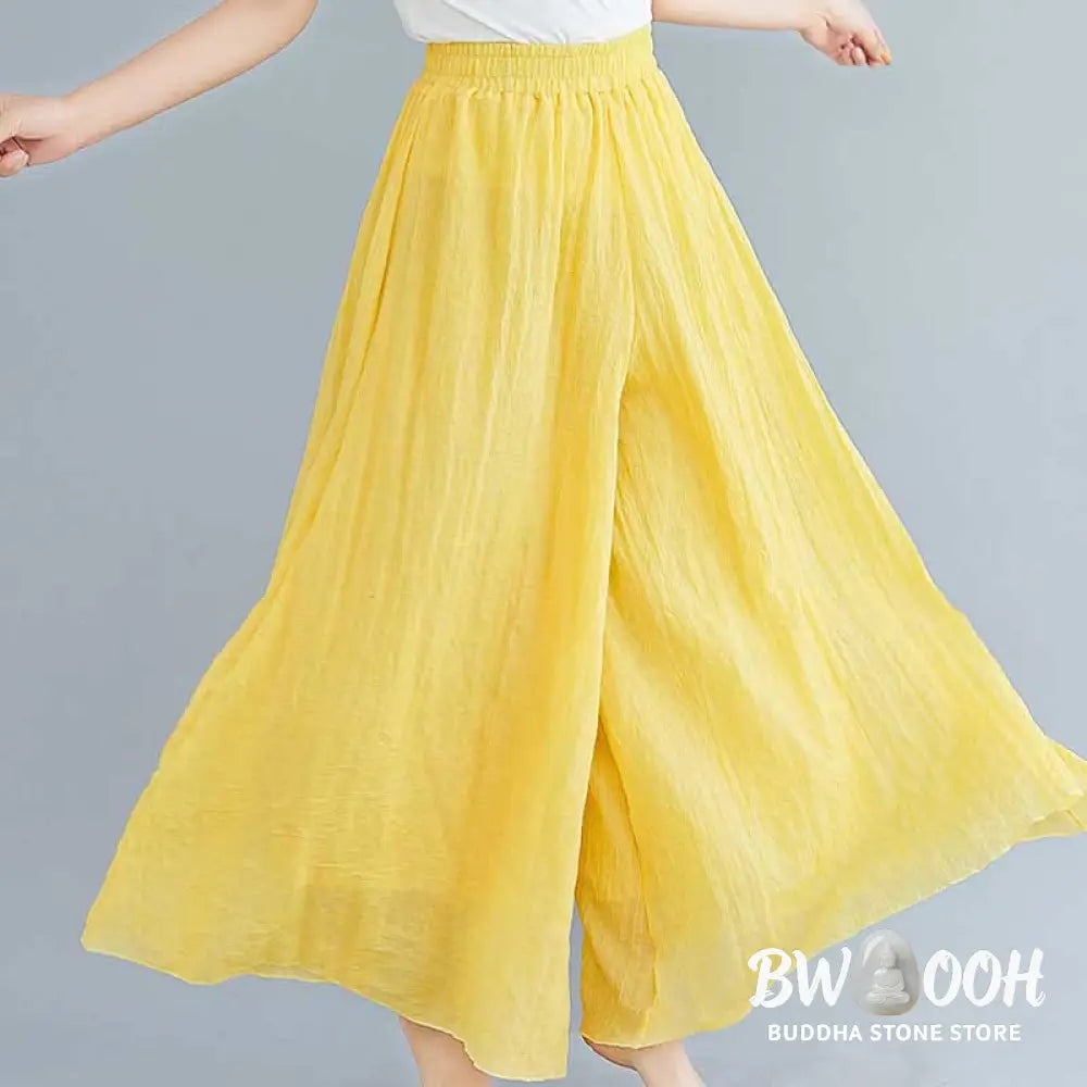 BWOOOH printed wide-leg yoga pants - Women Casual Loose Cotton Linen Wide Leg