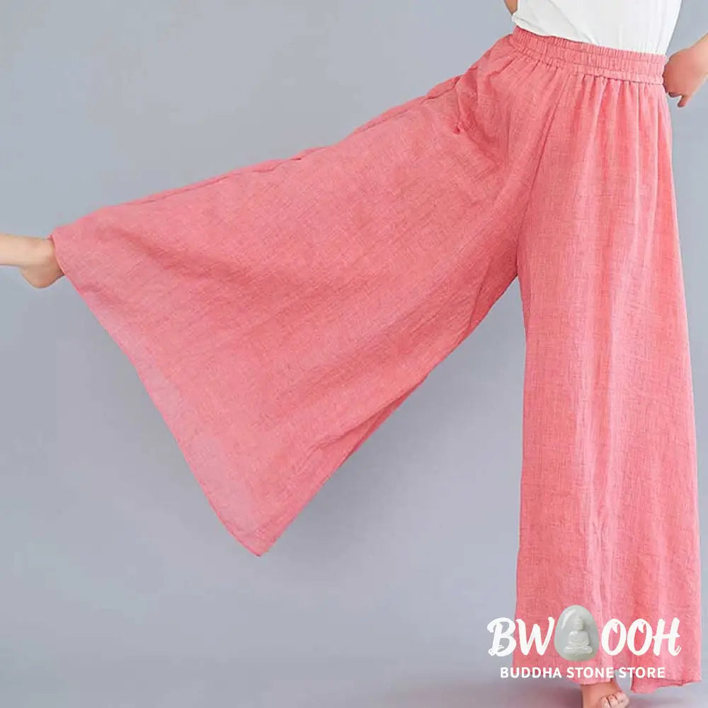 BWOOOH printed wide-leg yoga pants - Women Casual Loose Cotton Linen Wide Leg