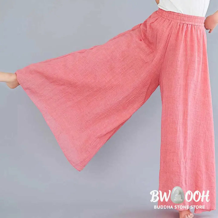BWOOOH printed wide-leg yoga pants - Women Casual Loose Cotton Linen Wide Leg