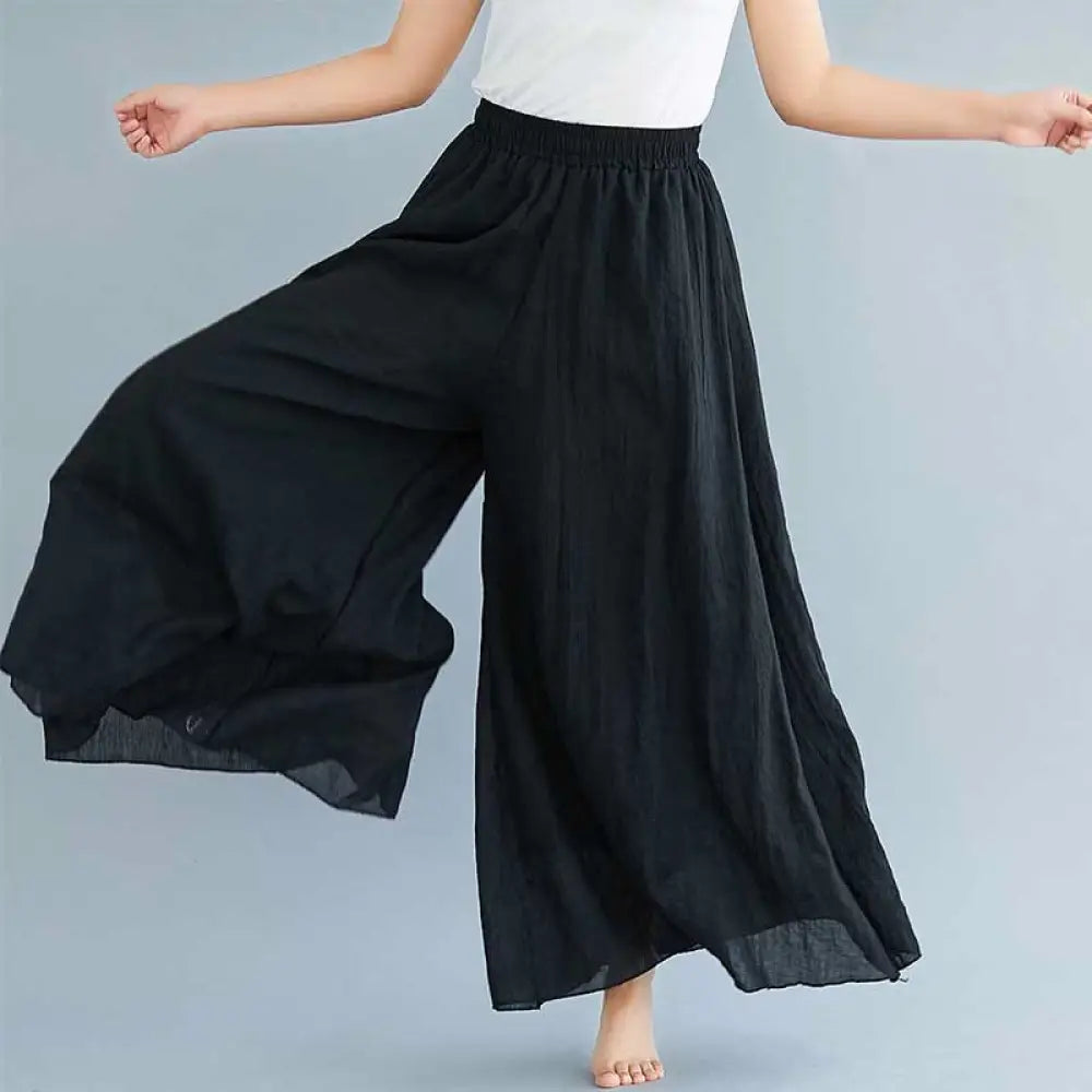 BWOOOH printed wide-leg yoga pants - Women Casual Loose Cotton Linen Wide Leg