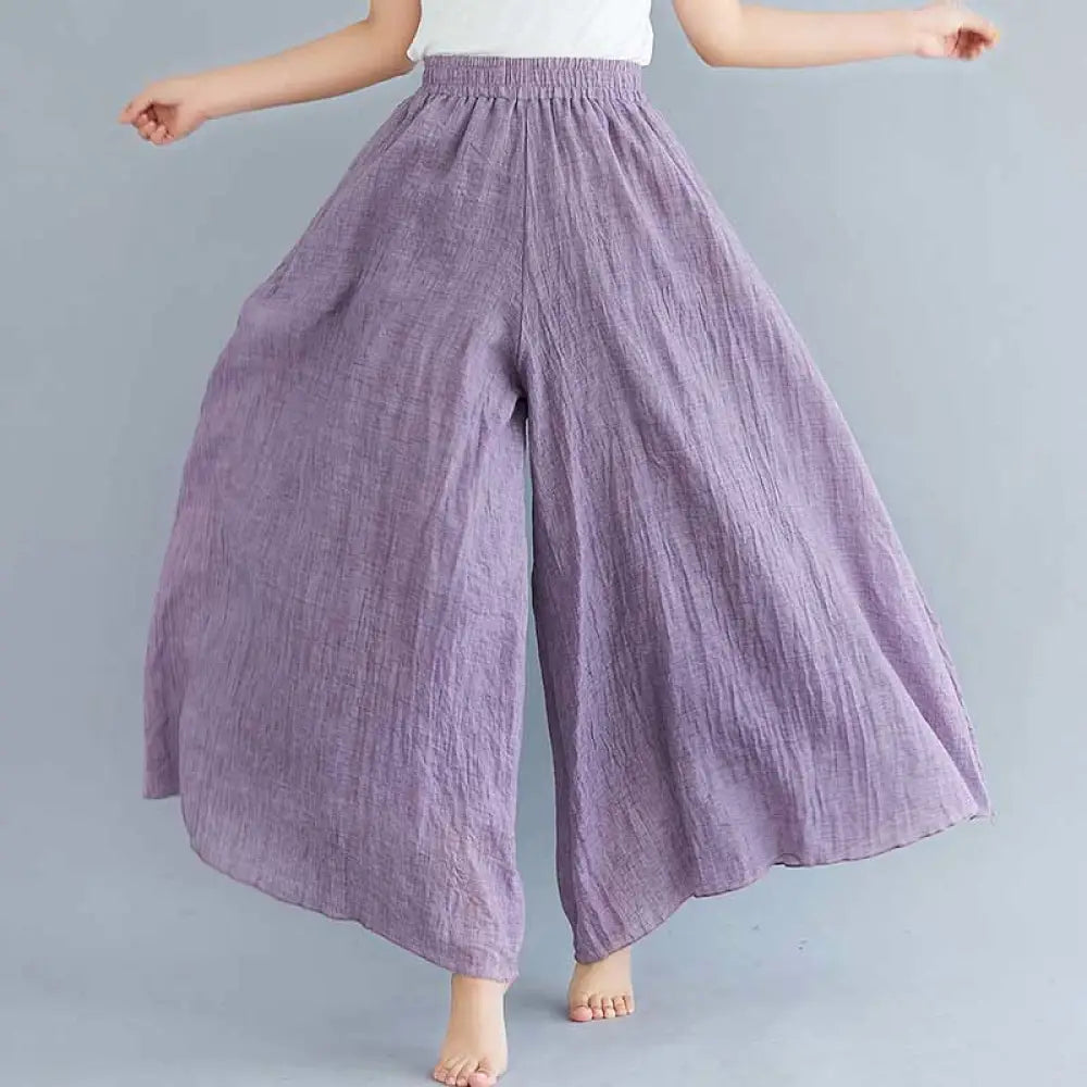 BWOOOH printed wide-leg yoga pants - Women Casual Loose Cotton Linen Wide Leg