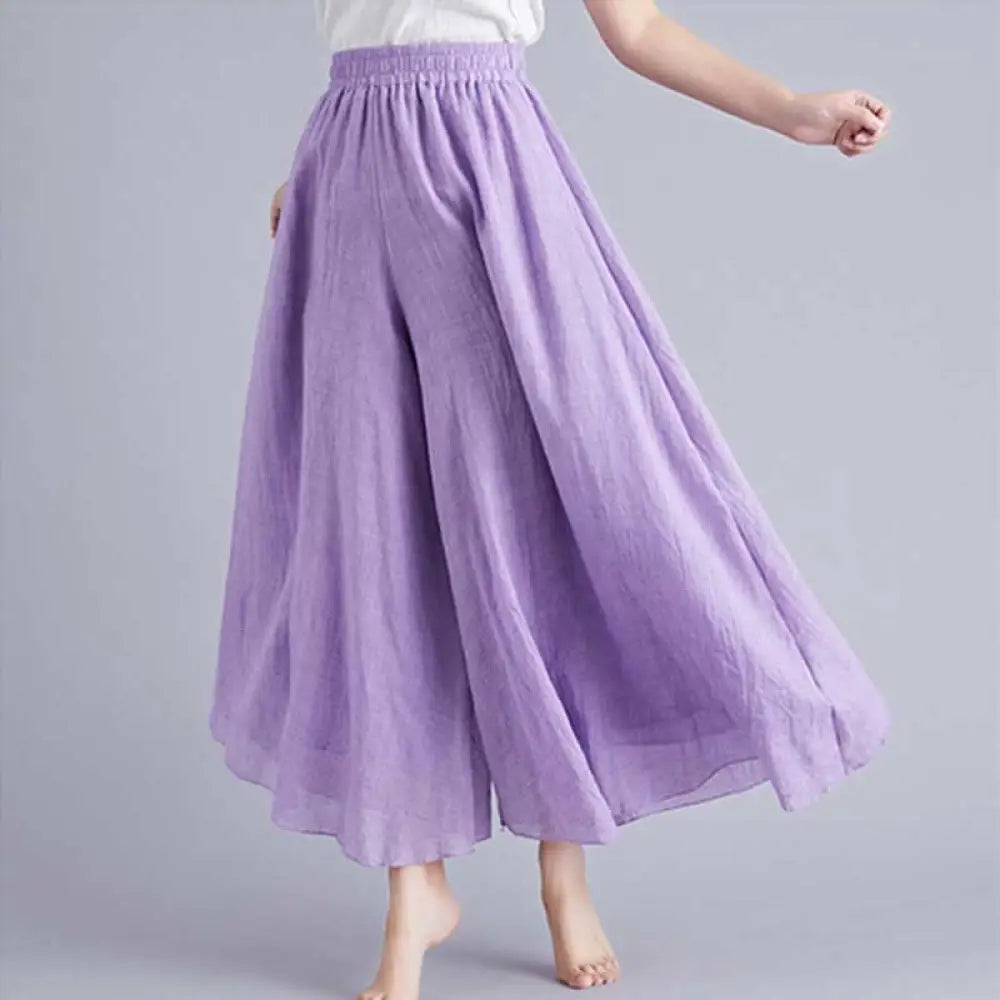 BWOOOH printed wide-leg yoga pants - Women Casual Loose Cotton Linen Wide Leg
