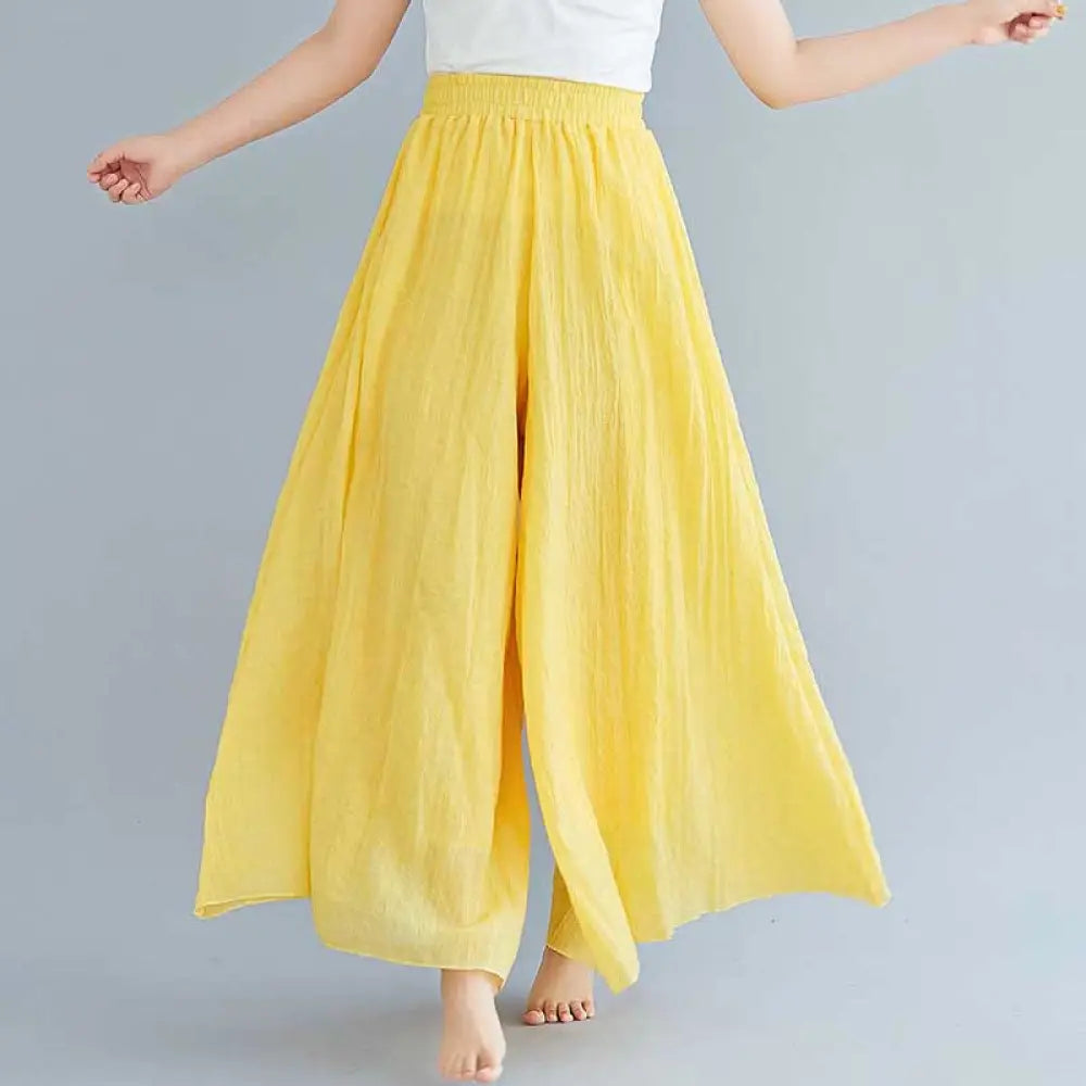 BWOOOH printed wide-leg yoga pants - Women Casual Loose Cotton Linen Wide Leg