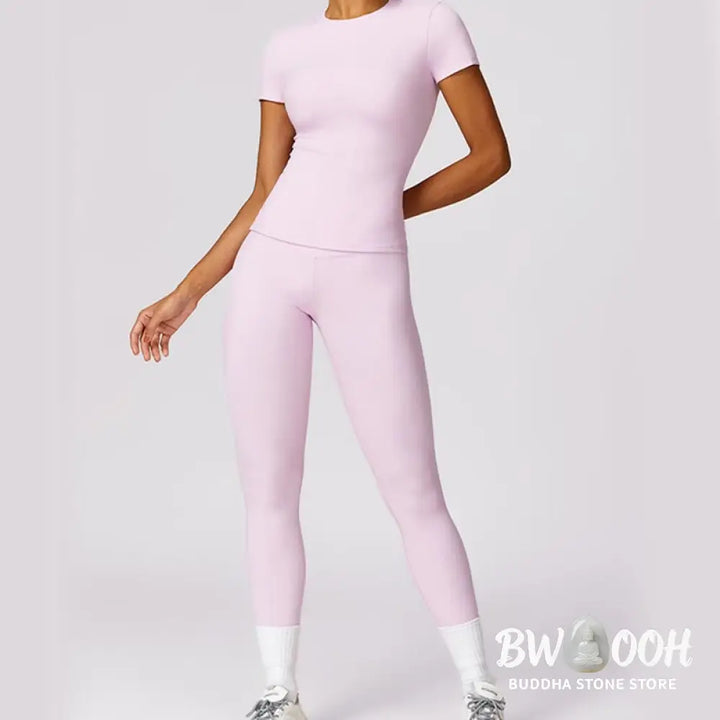 BWOOOH printed yoga leggings - Women Short Sleeve T-Shirt Top High Wais