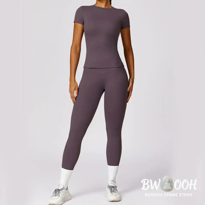 BWOOOH printed yoga leggings - Women Short Sleeve T-Shirt Top High Wais