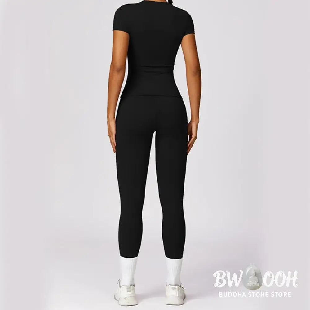 BWOOOH printed yoga leggings - Women Short Sleeve T-Shirt Top High Wais