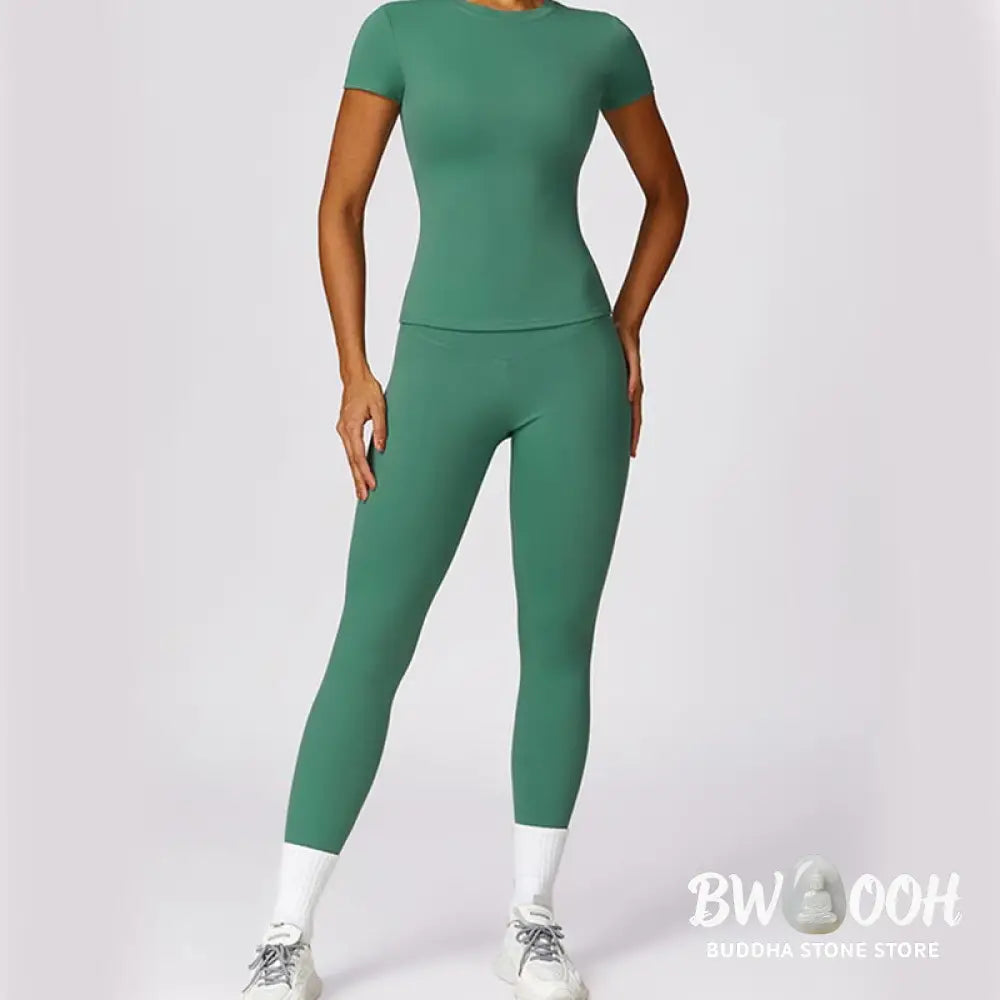 BWOOOH printed yoga leggings - Women Short Sleeve T-Shirt Top High Wais