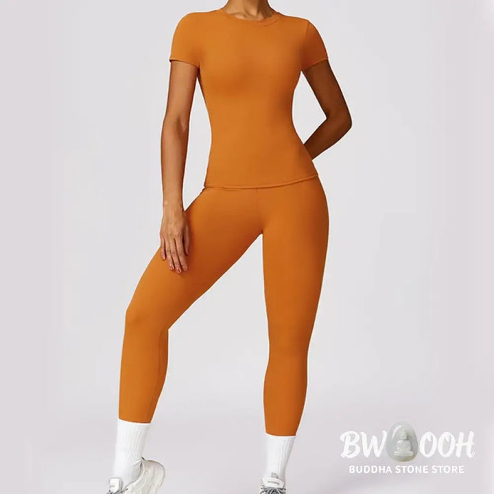 BWOOOH printed yoga leggings - Women Short Sleeve T-Shirt Top High Wais