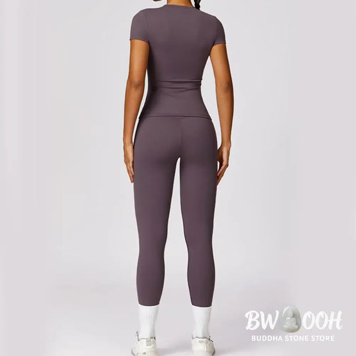 BWOOOH printed yoga leggings - Women Short Sleeve T-Shirt Top High Wais