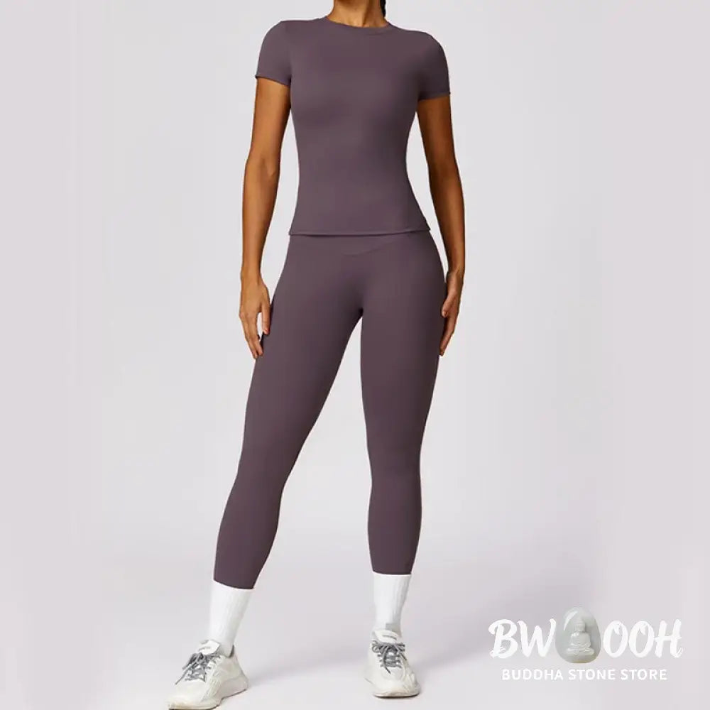 BWOOOH printed yoga leggings - Women Short Sleeve T-Shirt Top High Wais