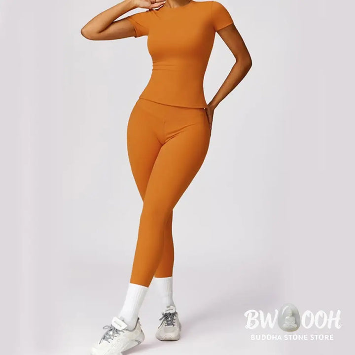 BWOOOH printed yoga leggings - Women Short Sleeve T-Shirt Top High Wais