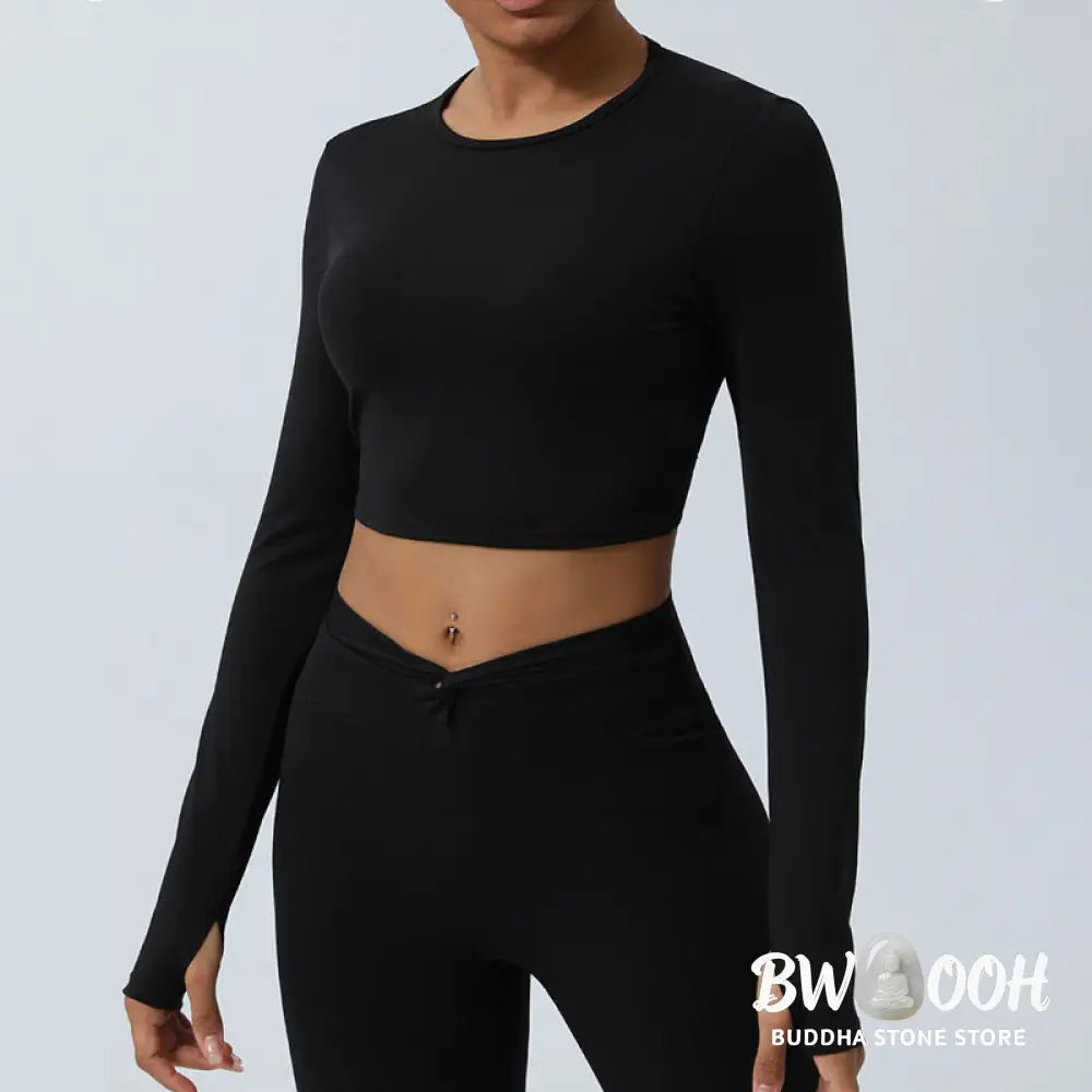 BWOOOH lotus print yoga leggings - Women Workout Long Sleeve Crisscross Bac