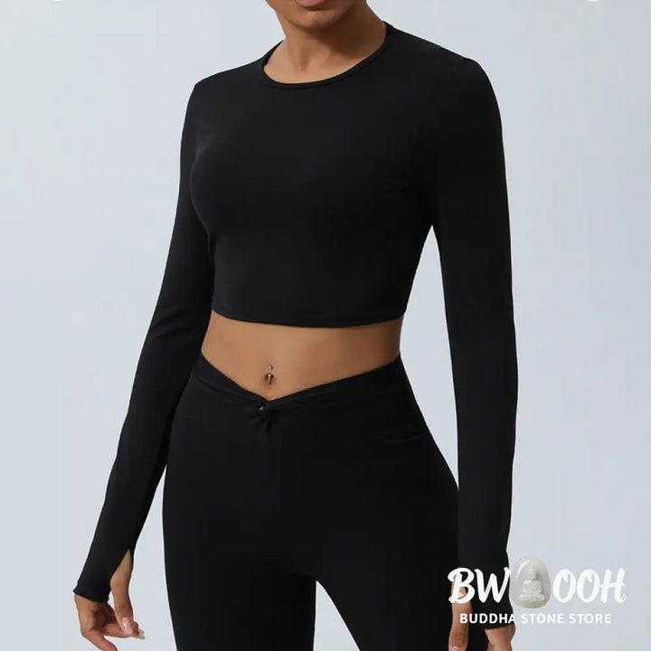 BWOOOH lotus print yoga leggings - Women Workout Long Sleeve Crisscross Bac