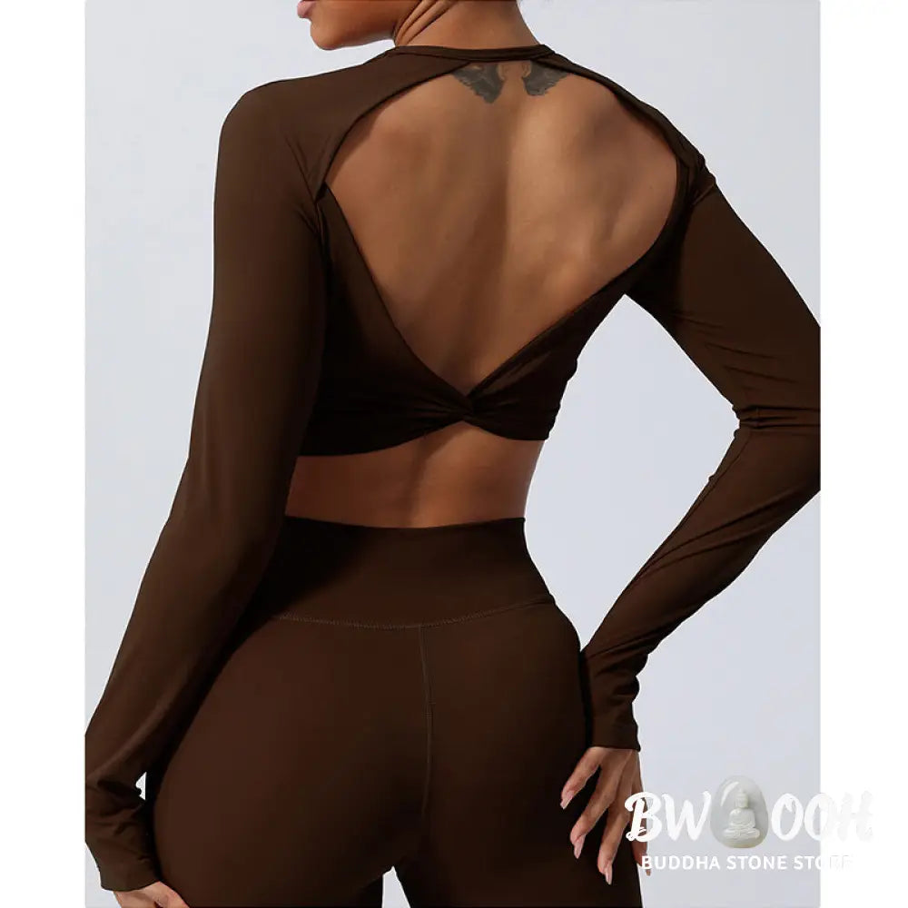 BWOOOH lotus print yoga leggings - Women Workout Long Sleeve Crisscross Bac