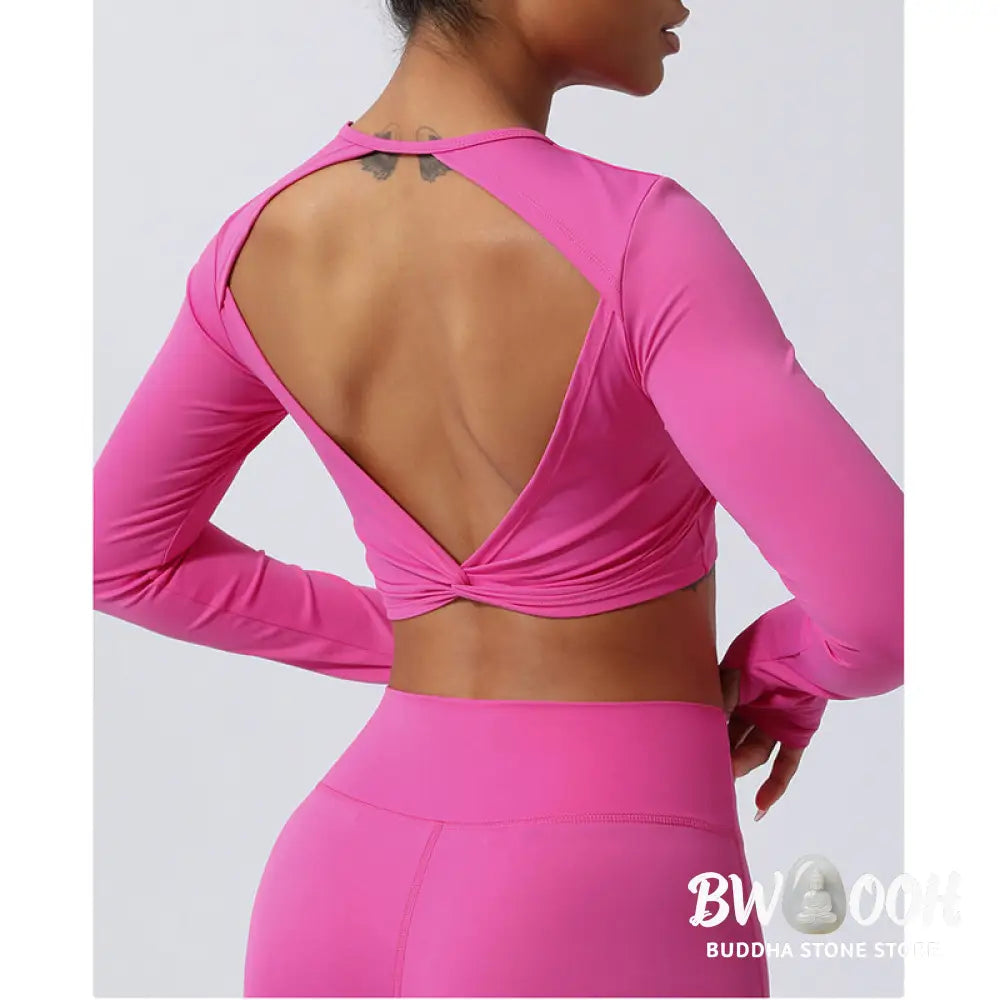BWOOOH lotus print yoga leggings - Women Workout Long Sleeve Crisscross Bac