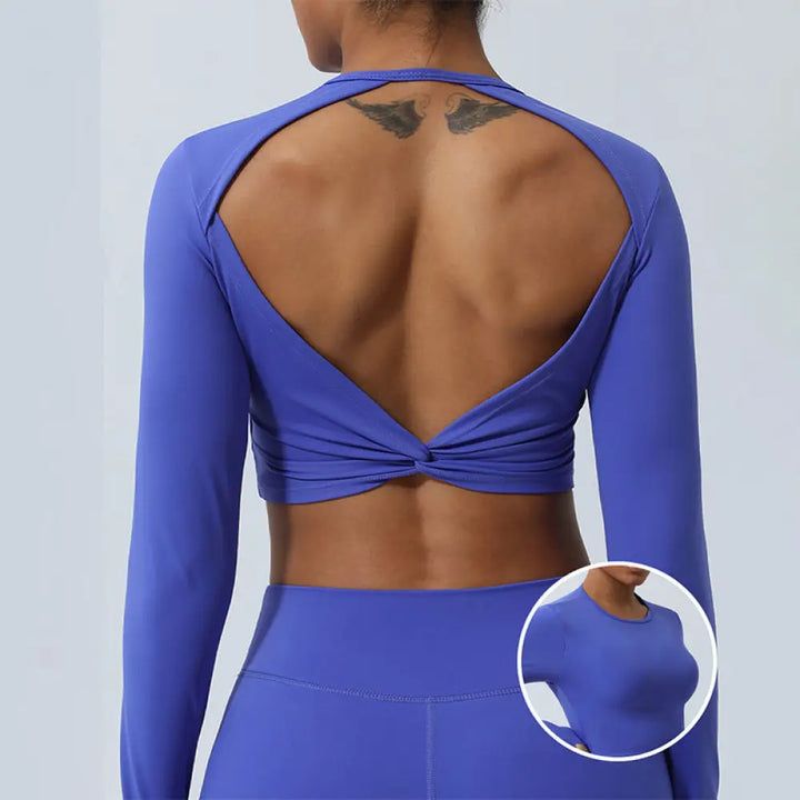 BWOOOH lotus print yoga leggings - Women Workout Long Sleeve Crisscross Bac