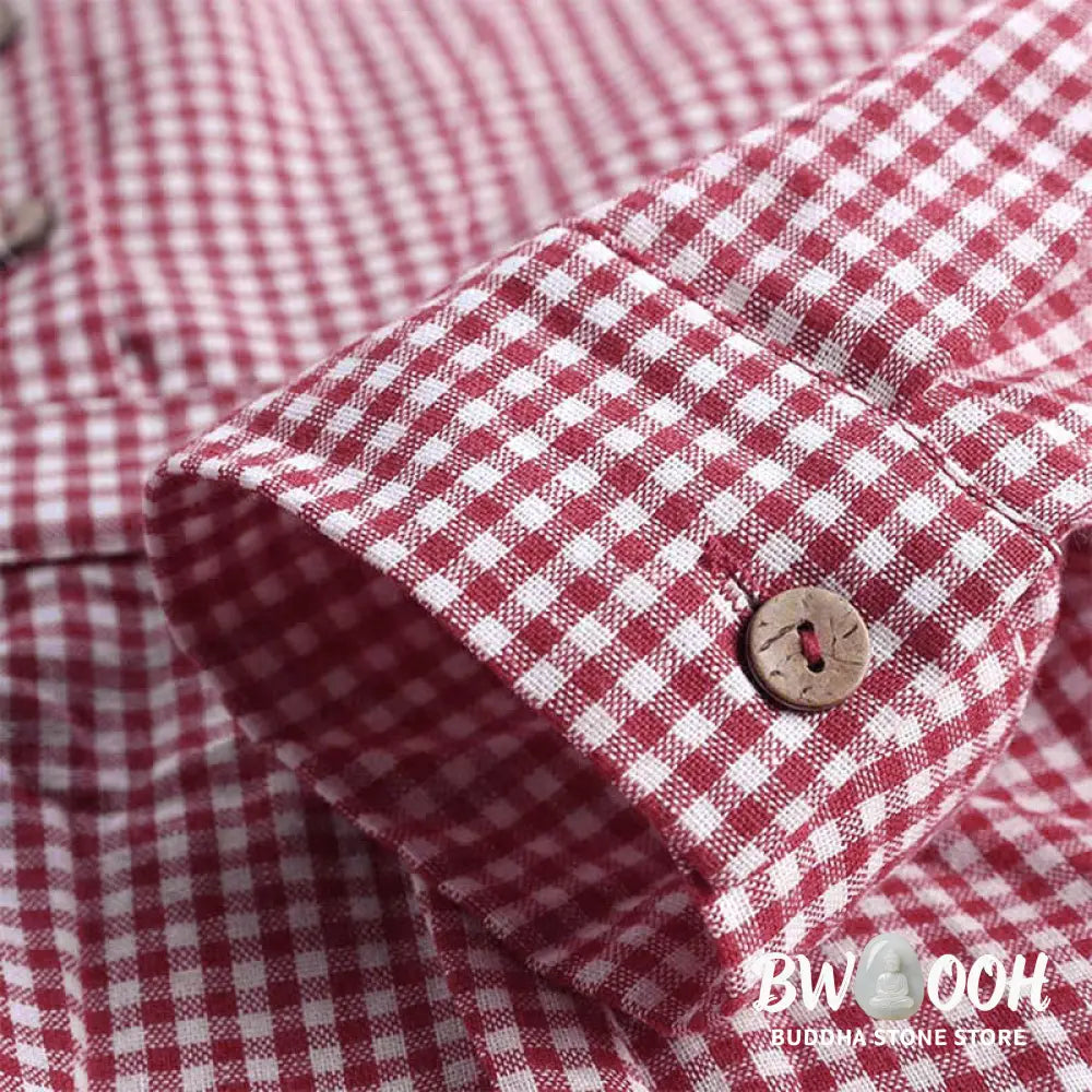 Buddha Stones Women’s Buttons Long Sleeve Checked Pattern Shirt - Women’s Shirts
