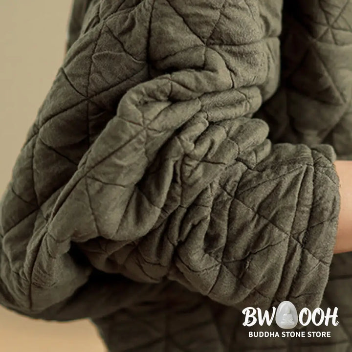 Buddha Stones Women’s Buttons Long Sleeve Thickened Cotton Jacket With Pockets - Women’s Jacket