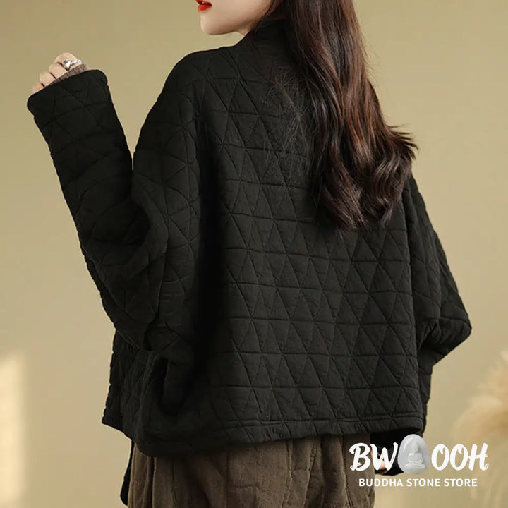 Buddha Stones Women’s Buttons Long Sleeve Thickened Cotton Jacket With Pockets - Women’s Jacket