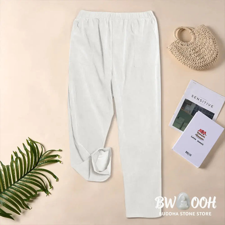 Buddha Stones Women’s Commute Pure Color Corduroy Pants With Pockets - Women’s Pants