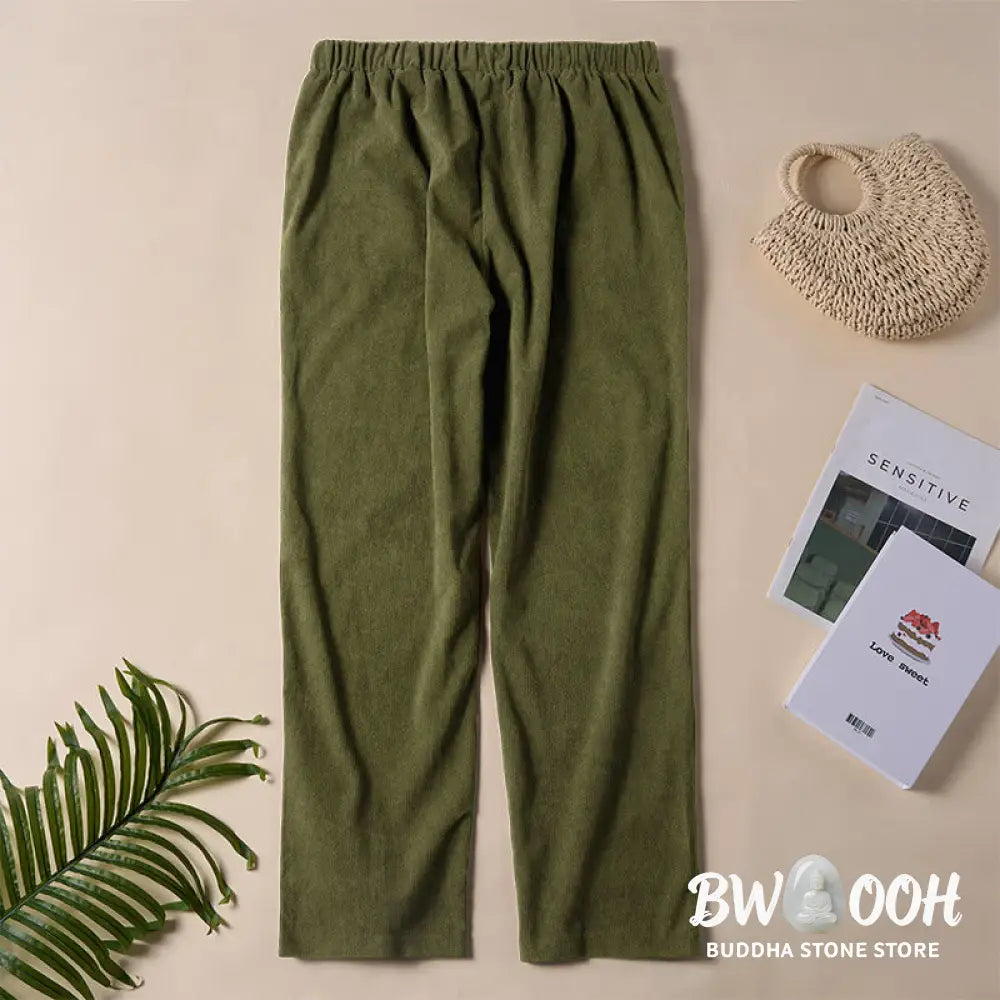 Buddha Stones Women’s Commute Pure Color Corduroy Pants With Pockets - Women’s Pants