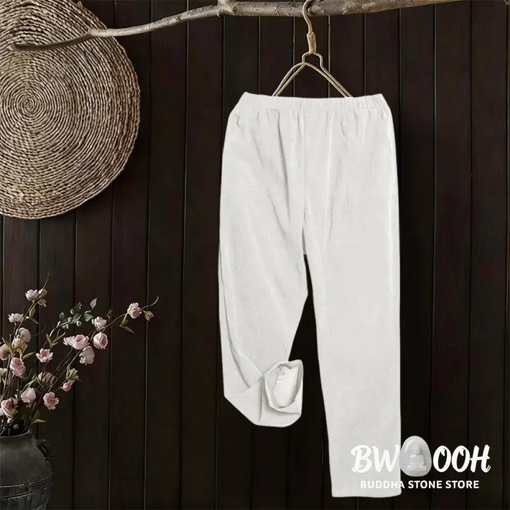 Buddha Stones Women’s Commute Pure Color Corduroy Pants With Pockets - Women’s Pants