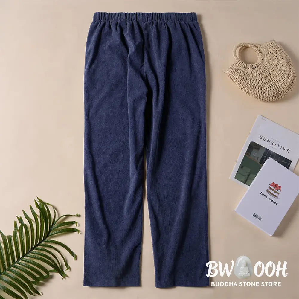 Buddha Stones Women’s Commute Pure Color Corduroy Pants With Pockets - Women’s Pants