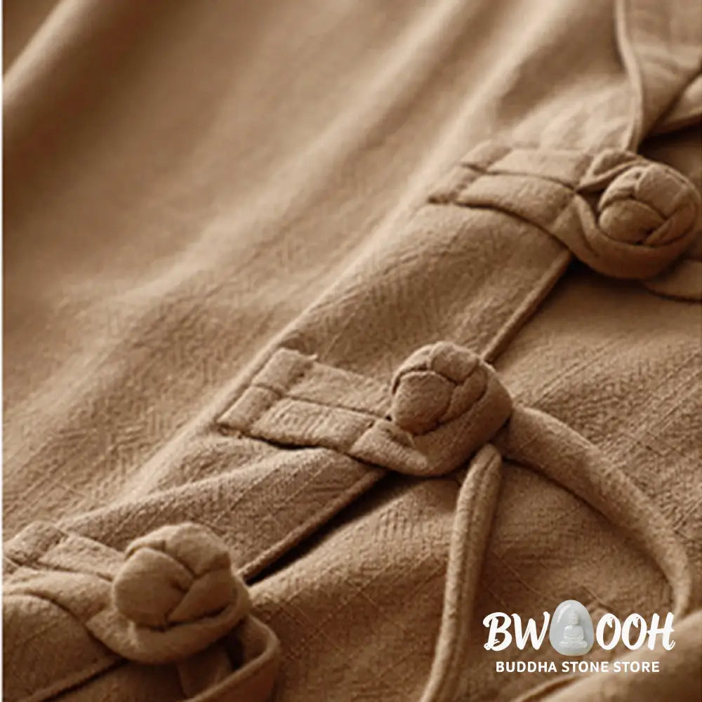 Buddha Stones Women’s Cotton Linen Frog-Button Long Sleeve Jacket With Pockets - Women’s Jacket