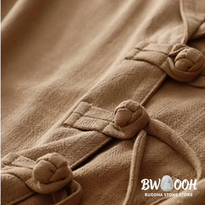 Buddha Stones Women’s Cotton Linen Frog-Button Long Sleeve Jacket With Pockets - Women’s Jacket