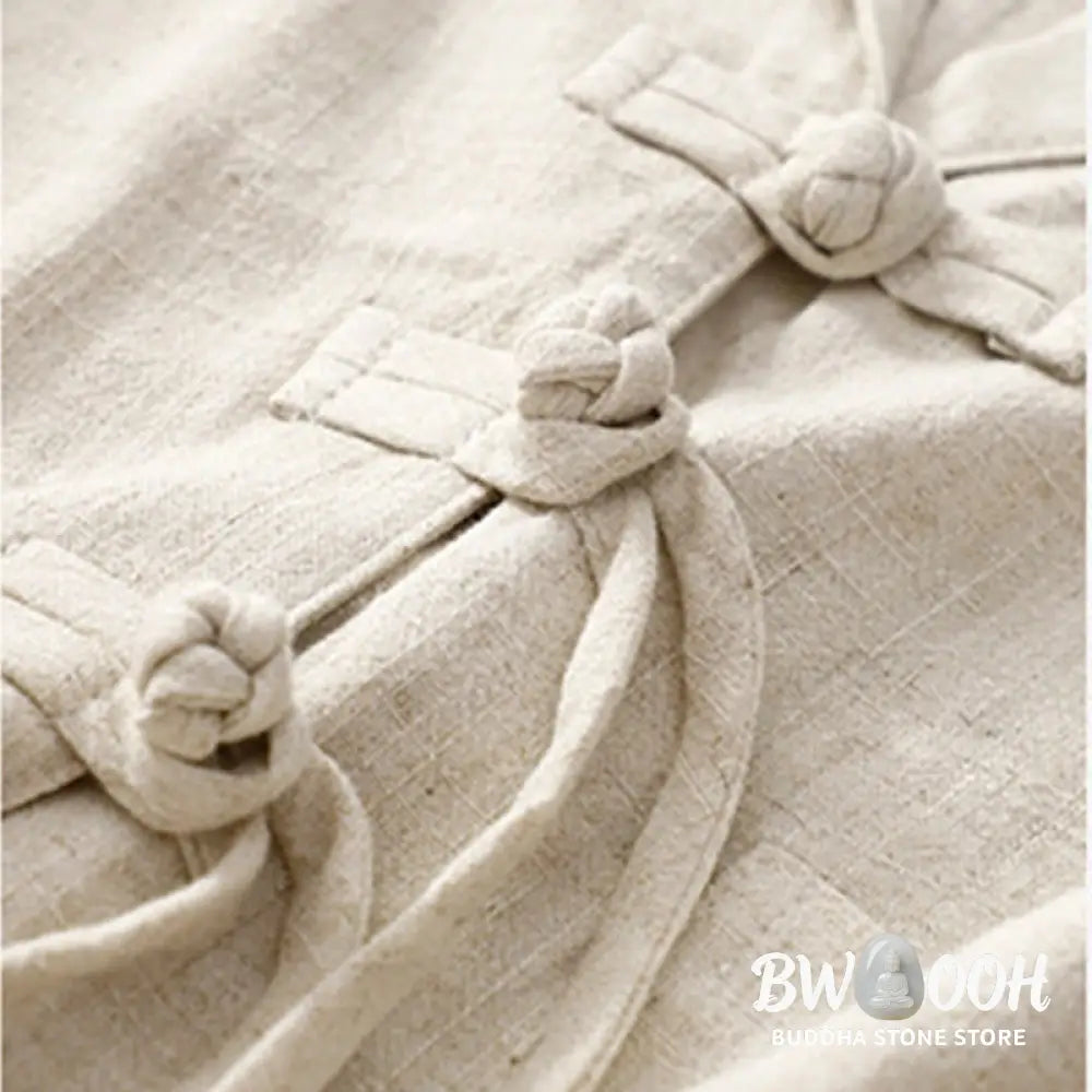 Buddha Stones Women’s Cotton Linen Frog-Button Long Sleeve Jacket With Pockets - Women’s Jacket