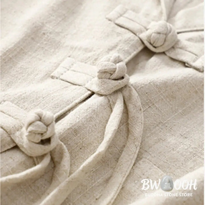 Buddha Stones Women’s Cotton Linen Frog-Button Long Sleeve Jacket With Pockets - Women’s Jacket