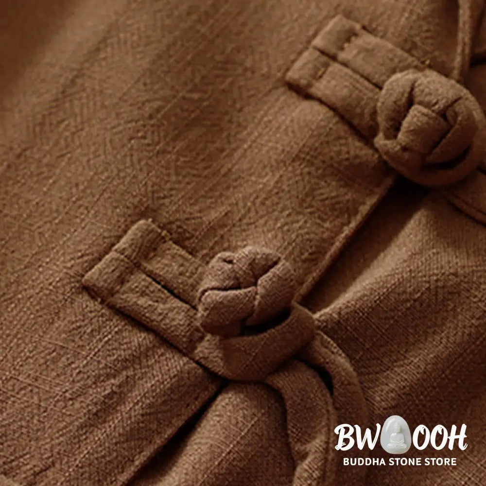 Buddha Stones Women’s Cotton Linen Frog-Button Long Sleeve Jacket With Pockets - Women’s Jacket