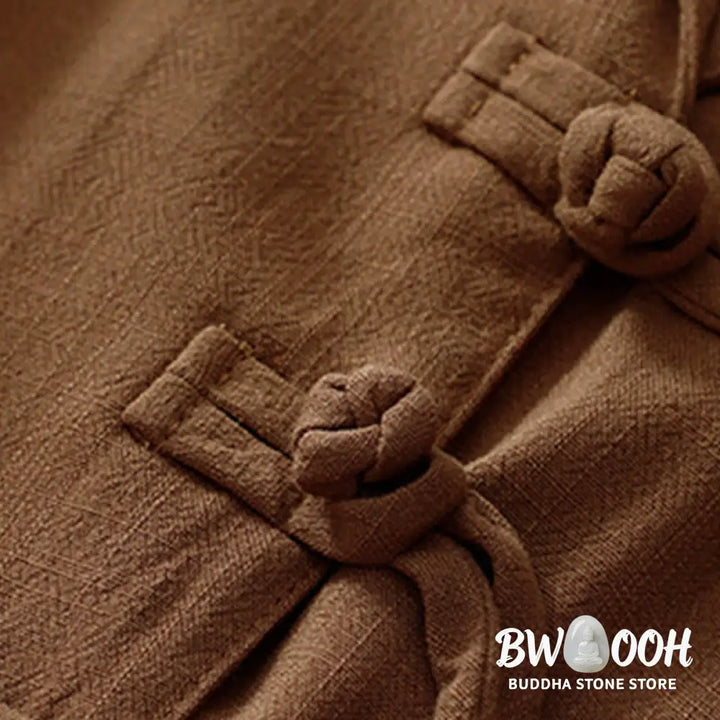 Buddha Stones Women’s Cotton Linen Frog-Button Long Sleeve Jacket With Pockets - Women’s Jacket
