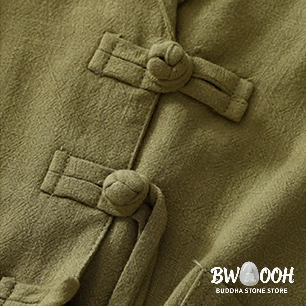 Buddha Stones Women’s Cotton Linen Frog-Button Long Sleeve Jacket With Pockets - Women’s Jacket