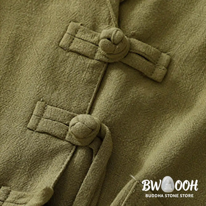 Buddha Stones Women’s Cotton Linen Frog-Button Long Sleeve Jacket With Pockets - Women’s Jacket