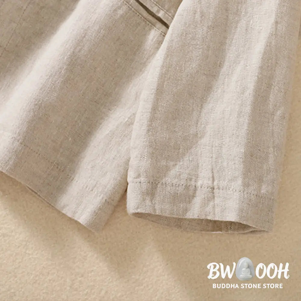 Buddha Stones Women’s Cotton Linen Stand Collar Long Sleeve Shirt With Pockets - Women’s Shirts