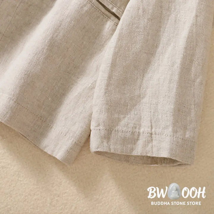 Buddha Stones Women’s Cotton Linen Stand Collar Long Sleeve Shirt With Pockets - Women’s Shirts
