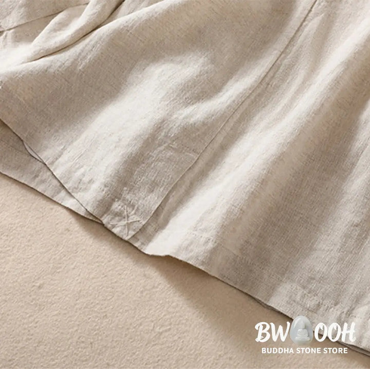 Buddha Stones Women’s Cotton Linen Stand Collar Long Sleeve Shirt With Pockets - Women’s Shirts