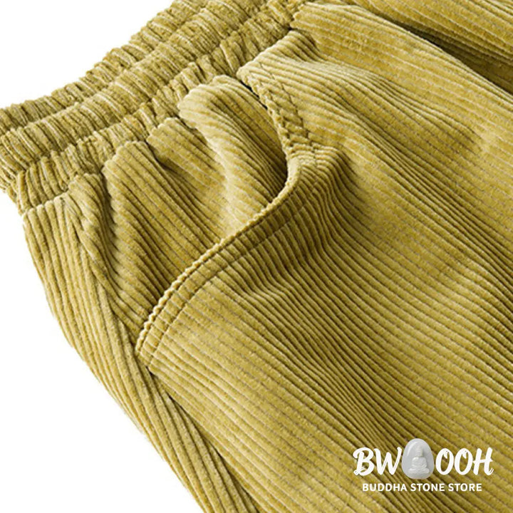 Buddha Stones Women’s Fall Plain Ankle-Length Simple Design Corduroy Pants With Pockets - Women’s Pants