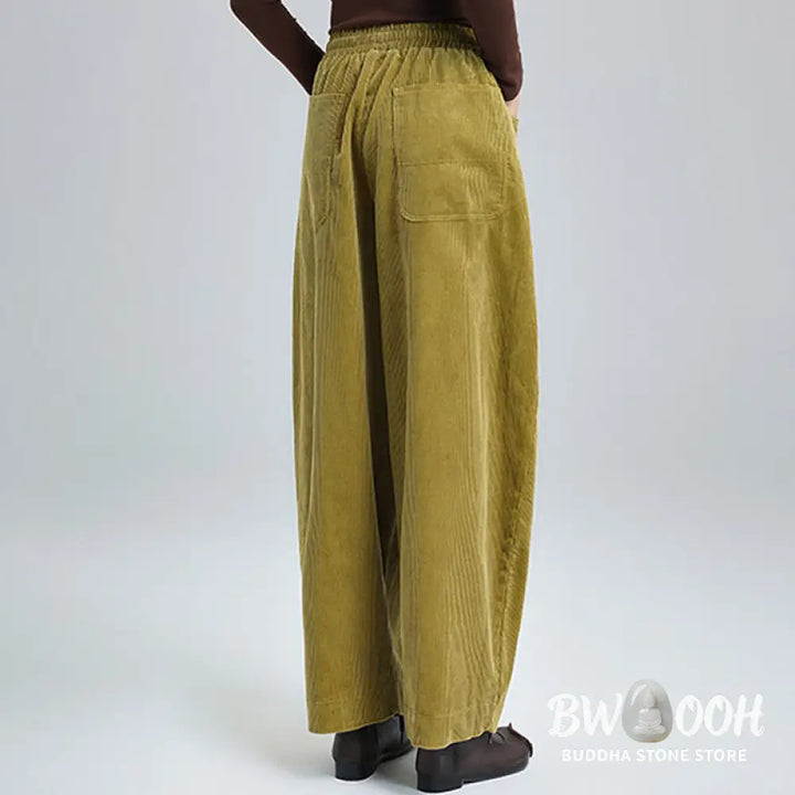 Buddha Stones Women’s Fall Plain Ankle-Length Simple Design Corduroy Pants With Pockets - Women’s Pants
