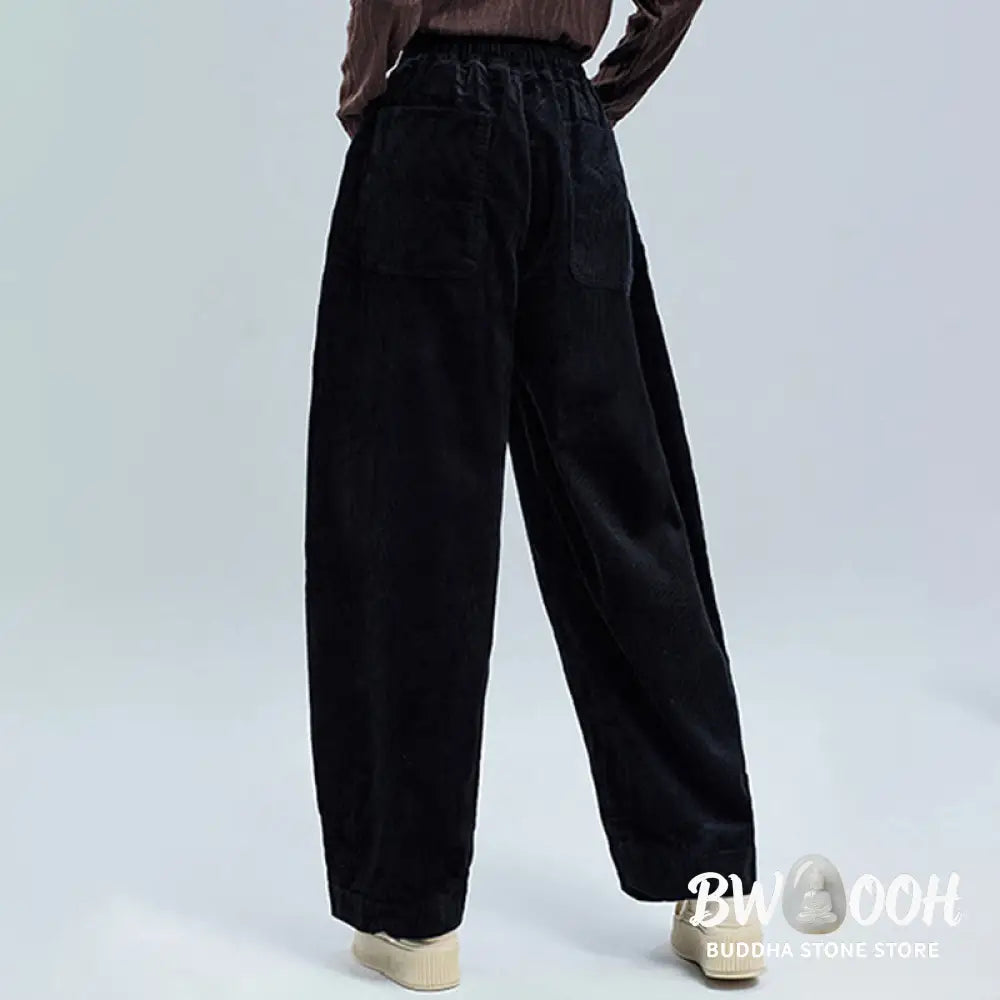 Buddha Stones Women’s Fall Plain Ankle-Length Simple Design Corduroy Pants With Pockets - Women’s Pants