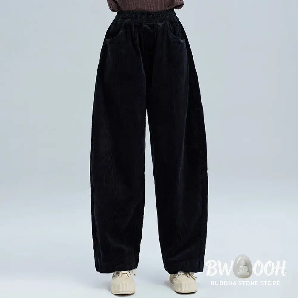 Buddha Stones Women’s Fall Plain Ankle-Length Simple Design Corduroy Pants With Pockets - Women’s Pants