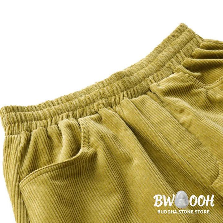 Buddha Stones Women’s Fall Plain Ankle-Length Simple Design Corduroy Pants With Pockets - Women’s Pants