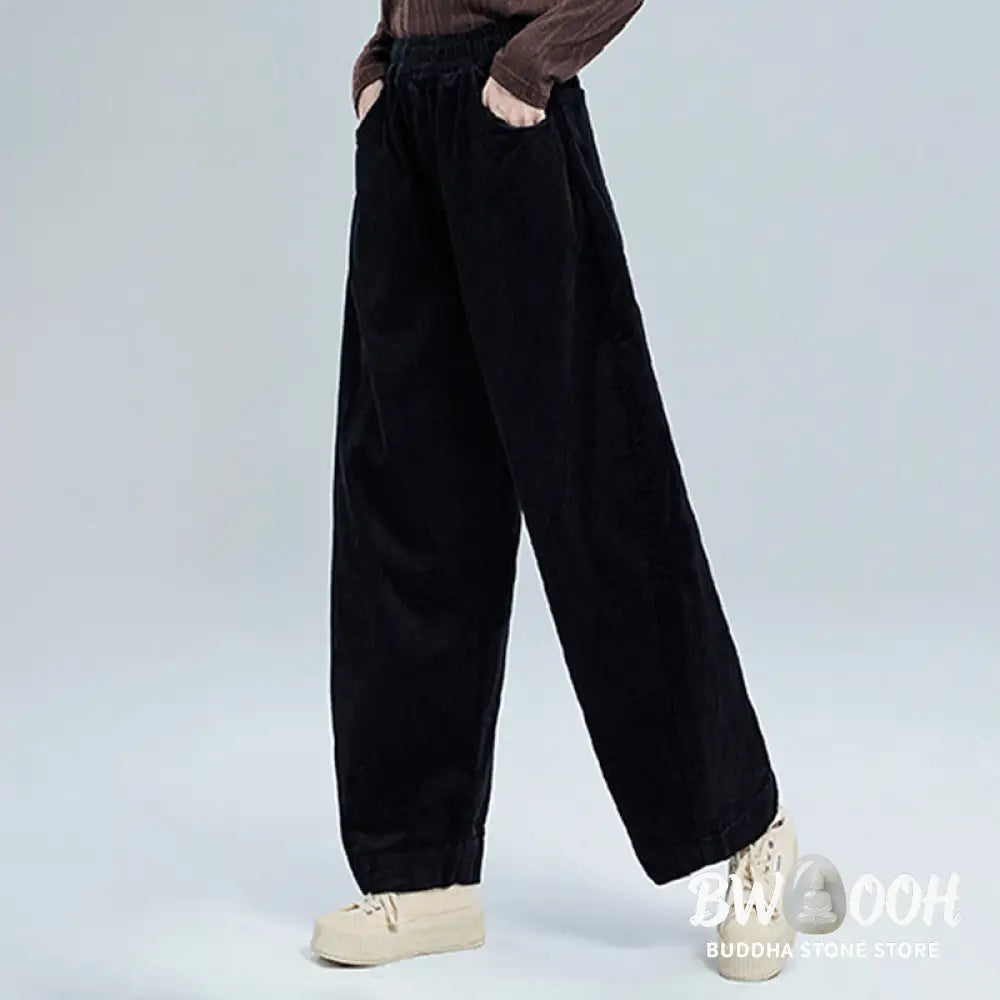 Buddha Stones Women’s Fall Plain Ankle-Length Simple Design Corduroy Pants With Pockets - Women’s Pants
