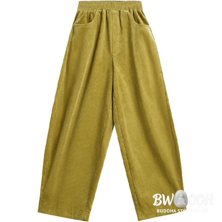 Buddha Stones Women’s Fall Plain Ankle-Length Simple Design Corduroy Pants With Pockets - Women’s Pants