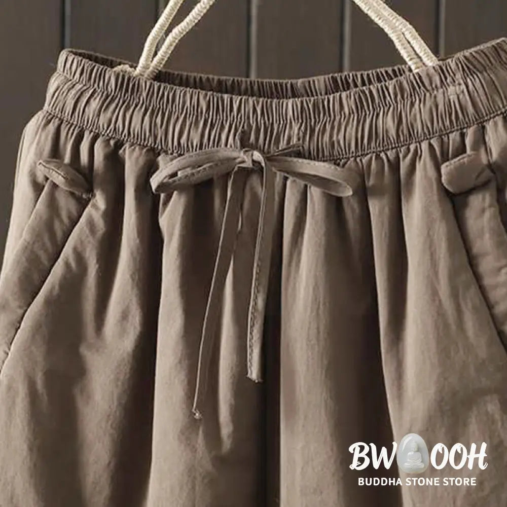 Buddha Stones Women’s Winter Drawstring Fleece-Lined Thermal Harem Pants With Pockets - Women’s Harem Pants